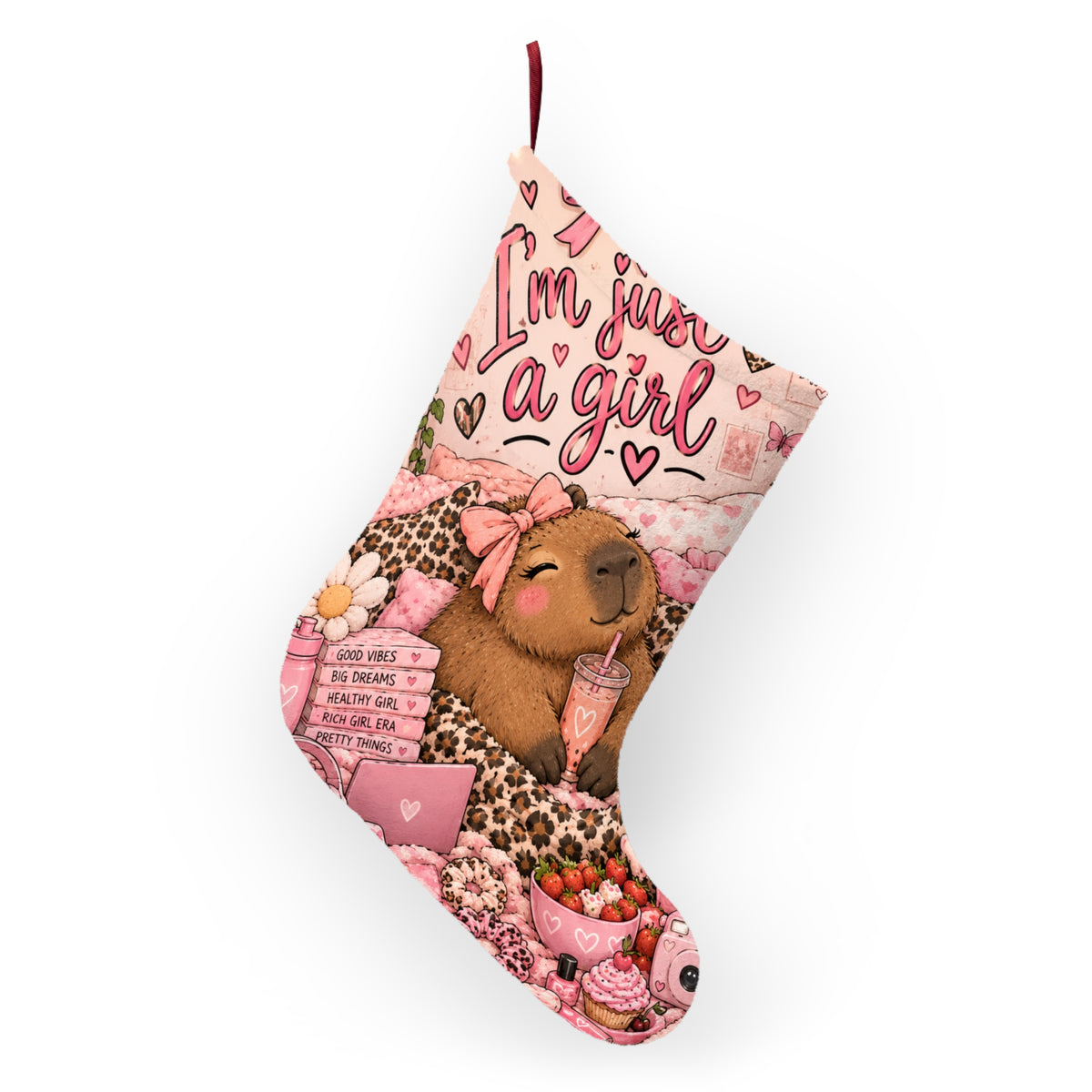 Christmas Stocking — 'I'm Just a Girl' & Jesus Pattern Holiday Stockings