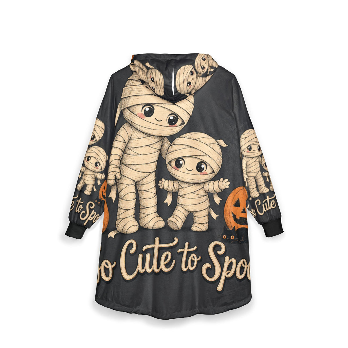 Mummy Family Hooded Blanket - "Too Cute to Spook" Halloween Cozy Throw