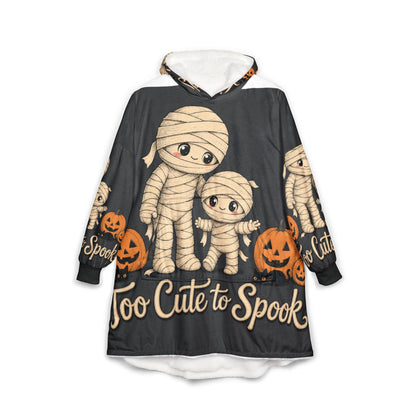 Mummy Family Hooded Blanket - "Too Cute to Spook" Halloween Cozy Throw