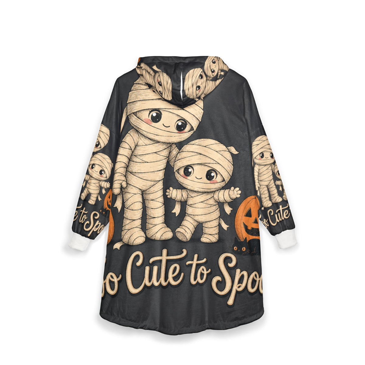 Mummy Family Hooded Blanket - "Too Cute to Spook" Halloween Cozy Throw