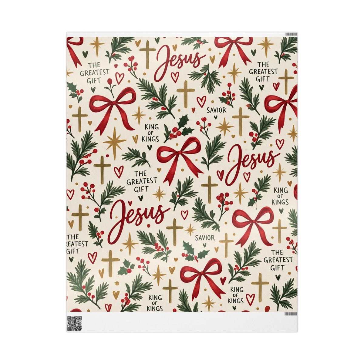 Christian Christmas Wrapping Paper – "Jesus The Greatest Gift" Holiday Gift Wrap