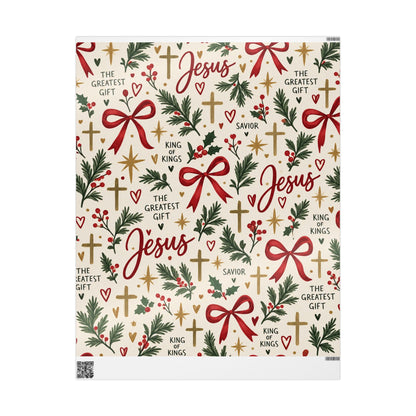 Christian Christmas Wrapping Paper – "Jesus The Greatest Gift" Holiday Gift Wrap