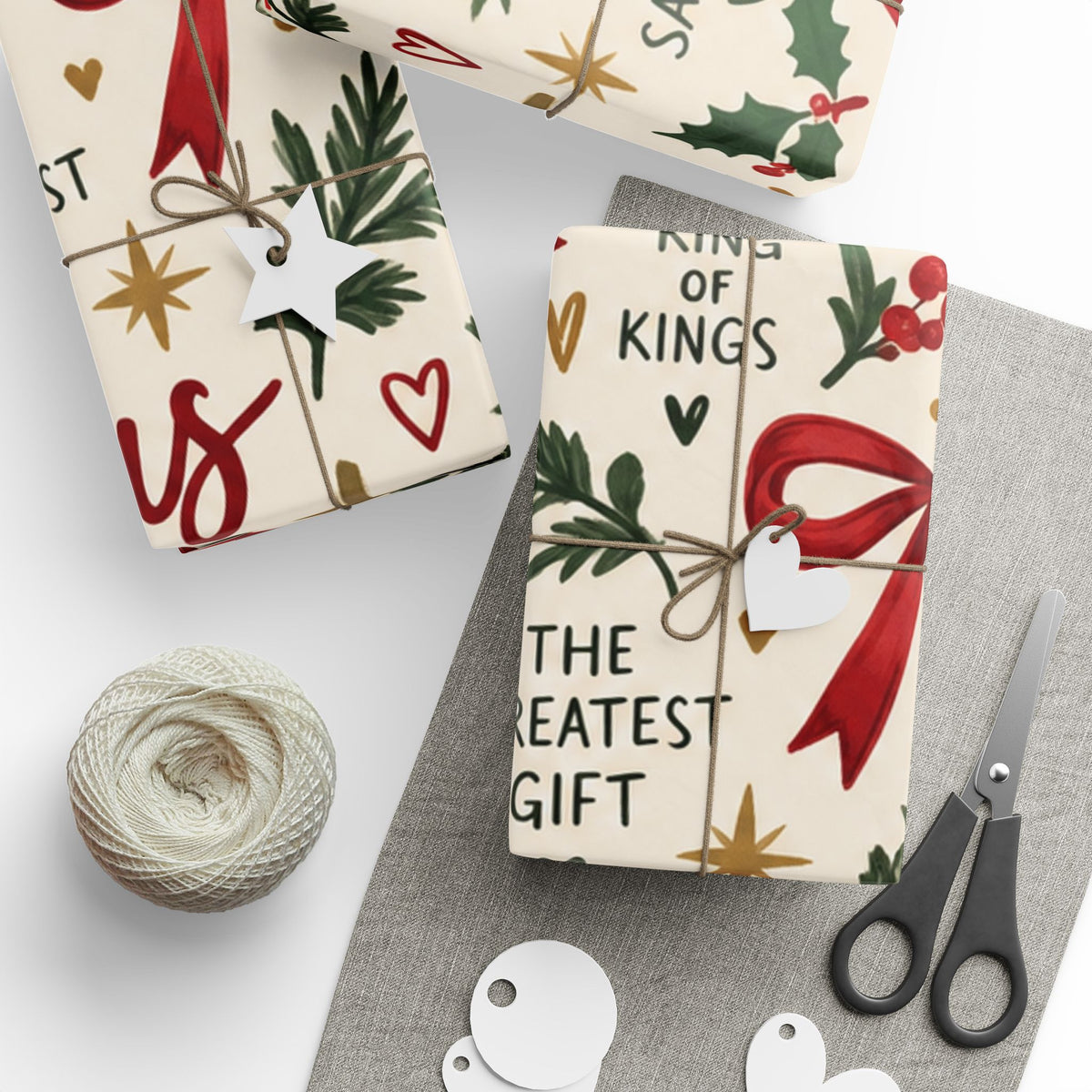 Christian Christmas Wrapping Paper – "Jesus The Greatest Gift" Holiday Gift Wrap