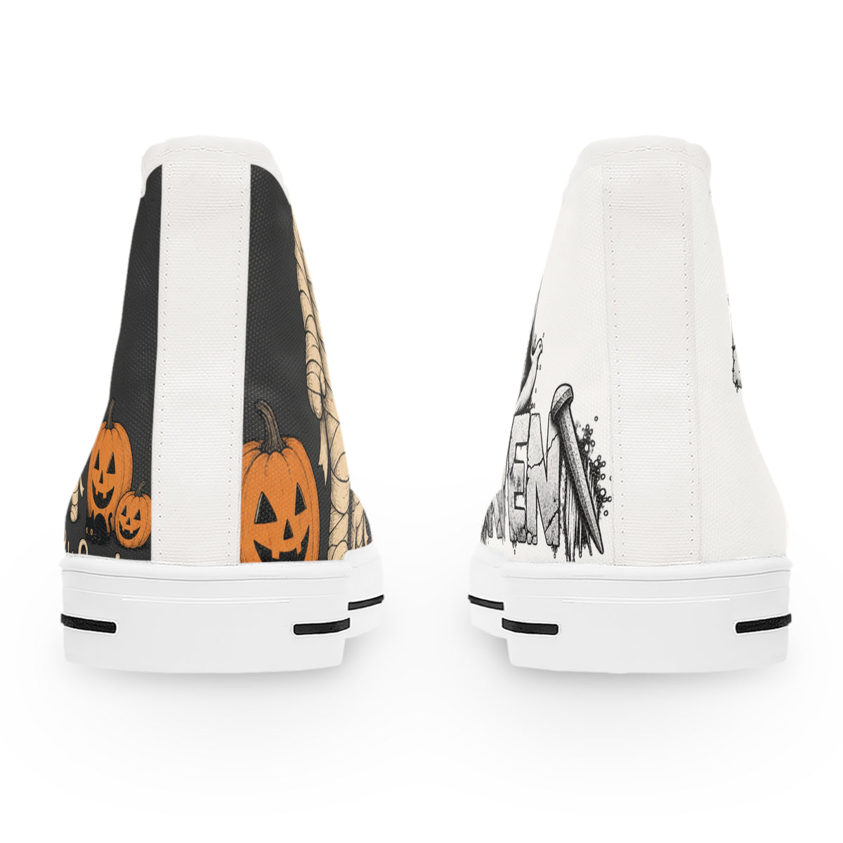 Halloween Mummy & Pumpkin Women's High Top Sneakers — Cute Spooky Graphic Shoes