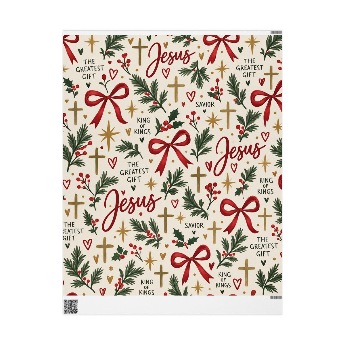 Christian Christmas Wrapping Paper – "Jesus The Greatest Gift" Holiday Gift Wrap