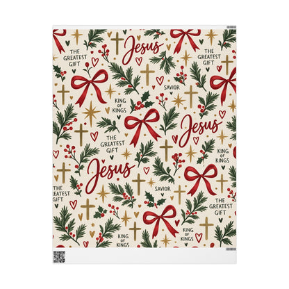 Christian Christmas Wrapping Paper – "Jesus The Greatest Gift" Holiday Gift Wrap