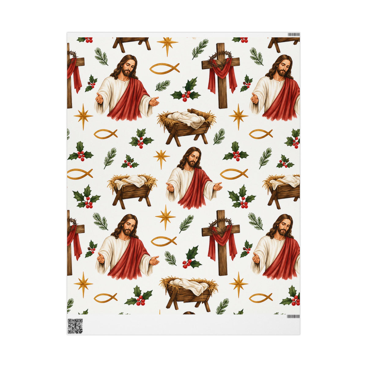 Religious Christmas Wrapping Paper – Nativity & Jesus Pattern Gift Wrap