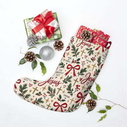 Christmas Stocking — 'I'm Just a Girl' & Jesus Pattern Holiday Stockings