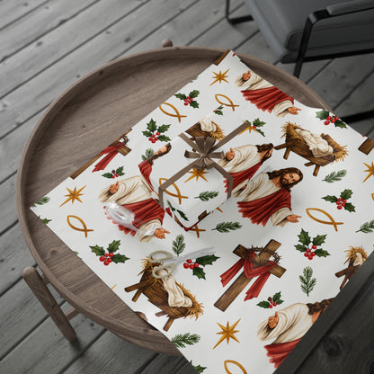 Religious Christmas Wrapping Paper – Nativity & Jesus Pattern Gift Wrap