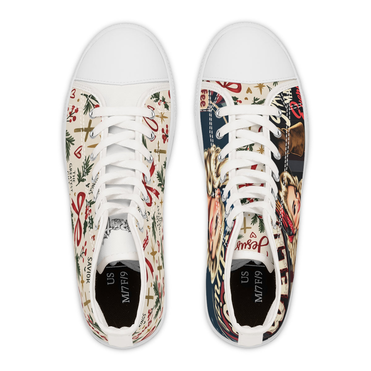 Retro Pinup Christmas High Top Sneakers