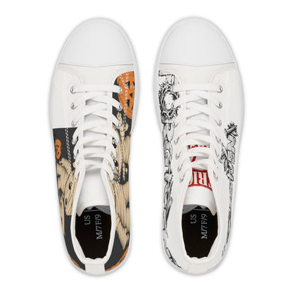 Halloween Mummy & Pumpkin Women's High Top Sneakers — Cute Spooky Graphic Shoes