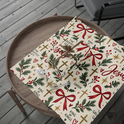Christian Christmas Wrapping Paper – "Jesus The Greatest Gift" Holiday Gift Wrap