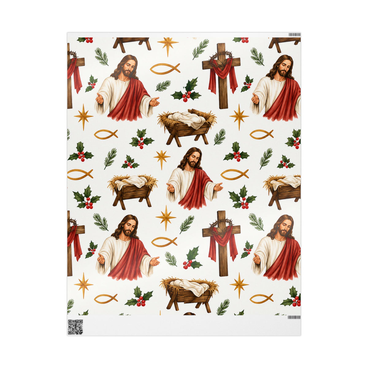 Religious Christmas Wrapping Paper – Nativity & Jesus Pattern Gift Wrap