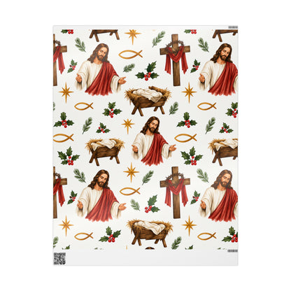 Religious Christmas Wrapping Paper – Nativity & Jesus Pattern Gift Wrap