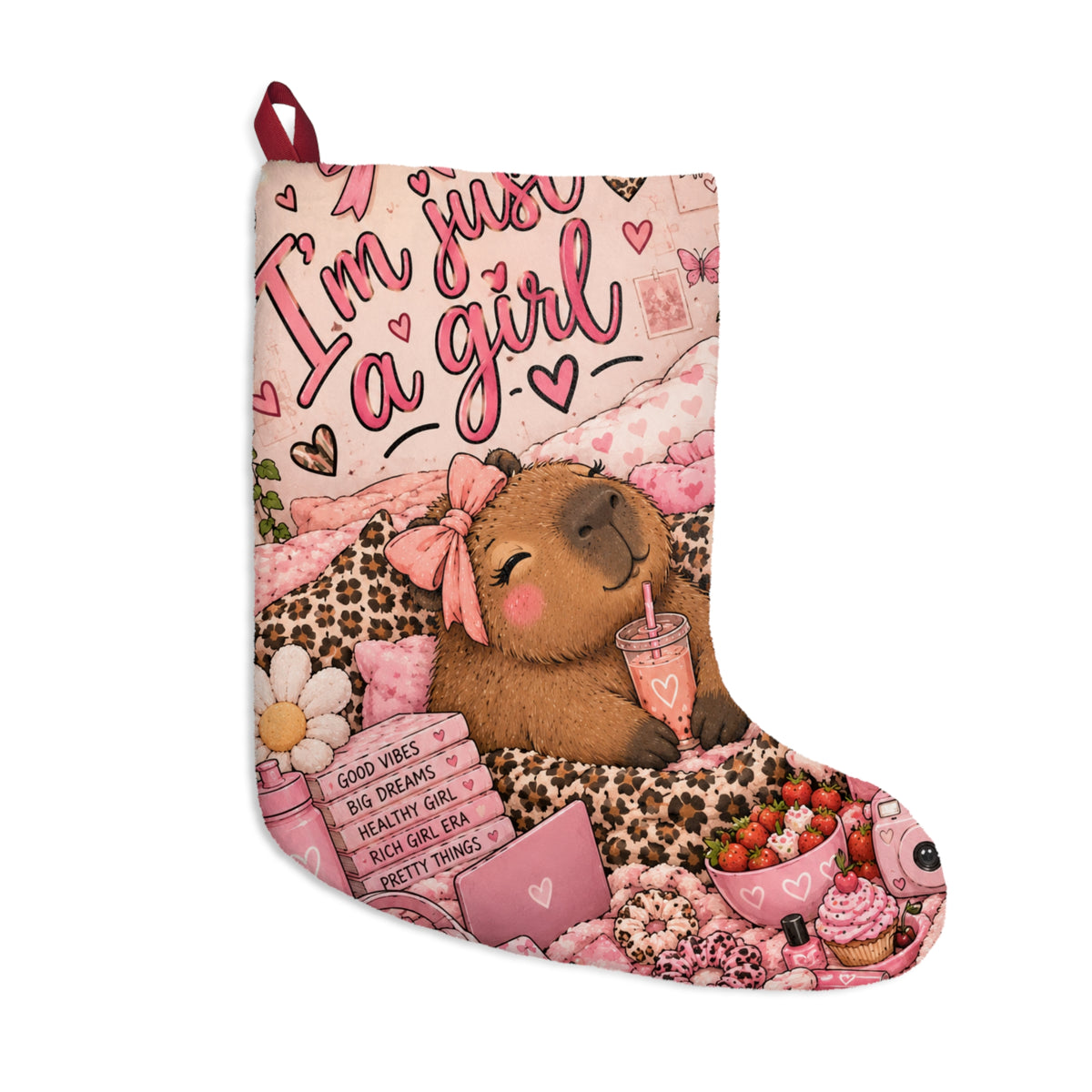 Christmas Stocking — 'I'm Just a Girl' & Jesus Pattern Holiday Stockings