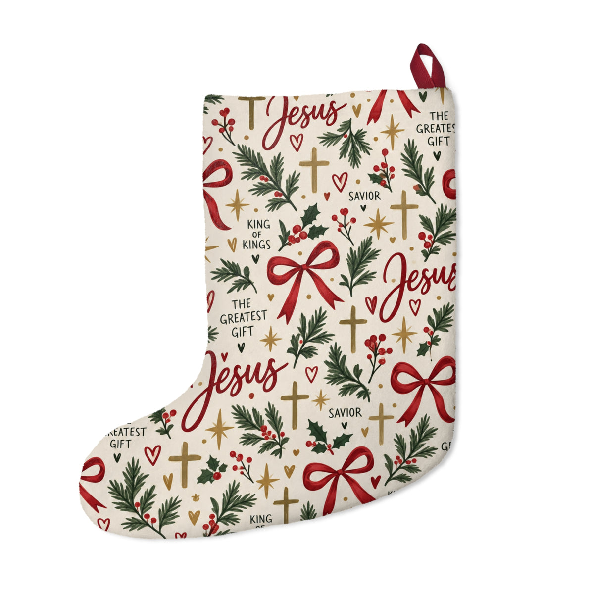 Christmas Stocking — 'I'm Just a Girl' & Jesus Pattern Holiday Stockings