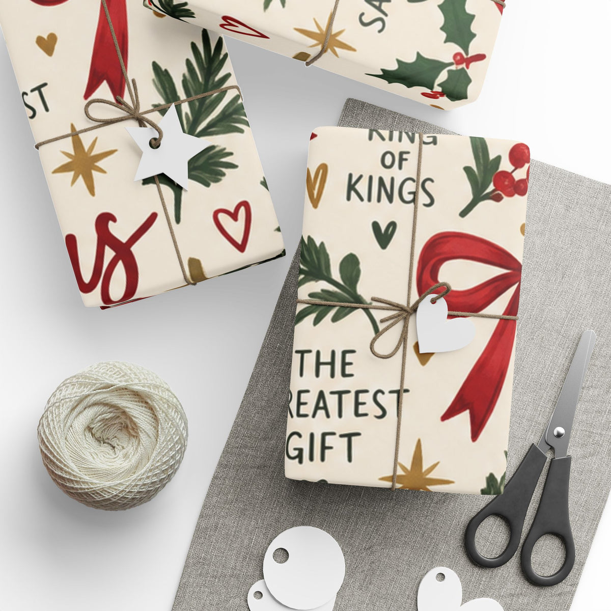 Christian Christmas Wrapping Paper – "Jesus The Greatest Gift" Holiday Gift Wrap