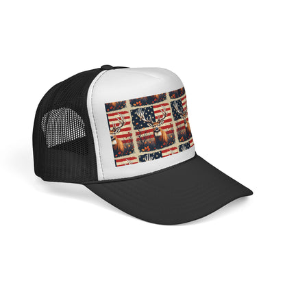 4TH OF JULY deer American flag Trucker Caps