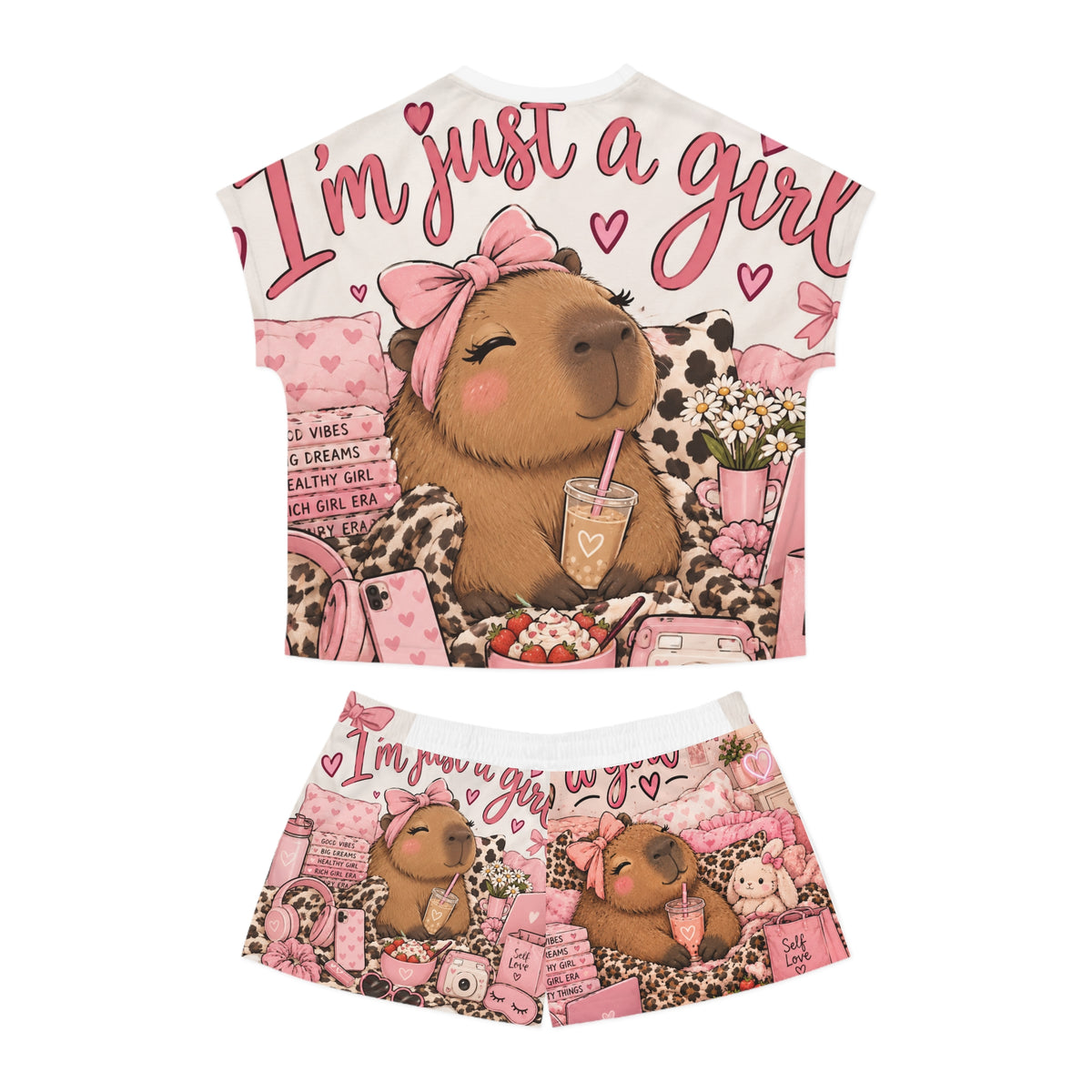 Women's Pajama Set — 'I'm Just a Girl' Cute Pink Lounge Sleepwear Set